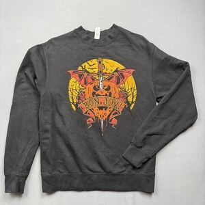 Bon Jovi Halloween Pumpkin‎ Sword Graphic Black Crewneck Sweatshirt Medium